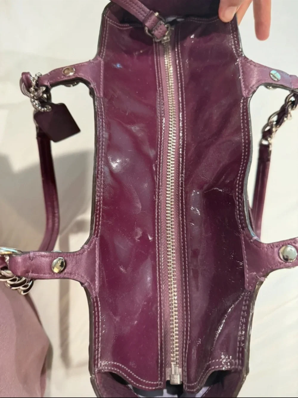 Coach Patent Leather Tote in Deep Plum
